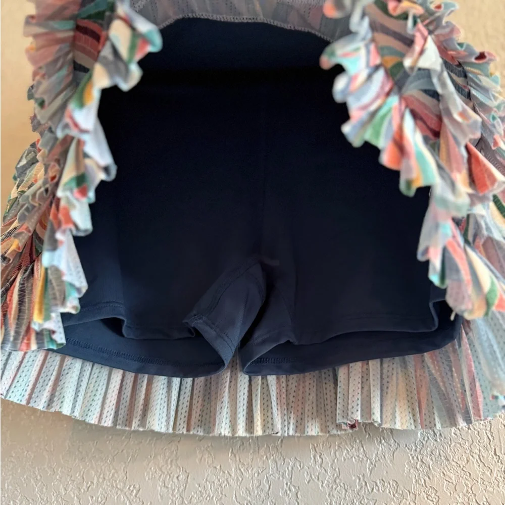 Lucky in Love Blue and Multicolor Ruffle Skirt - Picture 2 of 6